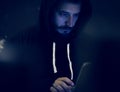 Diverse computer hacker hacking computer