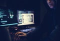 Diverse computer hacking shoot with computer Royalty Free Stock Photo