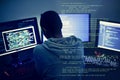 Diverse computer hacking shoot by hacker Royalty Free Stock Photo