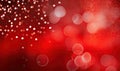 Diverse confetti and blurred light circles dance on a vibrant red background. AI generative