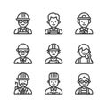 Diverse Construction Workers - A Collection of Line Art Icons Royalty Free Stock Photo