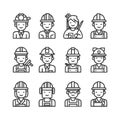Diverse Construction Workers - A Collection of Line Art Icons Royalty Free Stock Photo