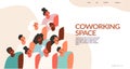 Diverse corporate team or coworkers group of people standing together. Coworking, teambuilding, partnership, squad