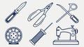 Diverse crafting and sewing tools collection illustration vector design Generative AI Royalty Free Stock Photo