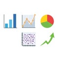 Diverse Data Visualization Charts: Bar, Line, Pie, Scatter Plot, Trend Arrow Royalty Free Stock Photo