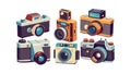 Diverse Digital Cameras & Photography Accessories, vector design Generative AI Royalty Free Stock Photo