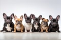 Diverse dog breeds, big and small, isolated on white background with copy space for text placement Royalty Free Stock Photo