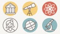 Diverse Educational and Scientific Icon Set, Learning Symbols, vector design Generative AI Royalty Free Stock Photo