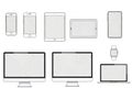 Diverse electronic devices outlined collection gadget technology digital devices mockup Royalty Free Stock Photo
