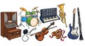 Diverse ensemble of musical instruments for creative expression and harmonious compositions Royalty Free Stock Photo