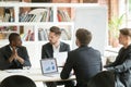 Diverse executive business team discussing work results at corpo Royalty Free Stock Photo