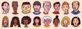 Diverse faces of people. Characters set. Human Avatars Collection. Happy emotions. Portrait with a positive facial Royalty Free Stock Photo