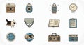 Diverse Flat Design Icon Set: Technology, Time, and Everyday Objects Royalty Free Stock Photo