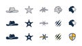 Diverse Flat Vector Icon Set: Western, Animal, and Authority Symbols Royalty Free Stock Photo