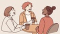 Diverse Friends Chatting Over Coffee, Connection and Shared Moments, vector design Generative AI Royalty Free Stock Photo