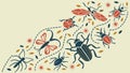 Diverse Garden Insects Pattern, Nature\'s Tiny World, Entomology Ecology Vector Design Generative AI Royalty Free Stock Photo
