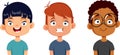 Diverse Group of Boys Having Cheerful Expression Vector Characters Royalty Free Stock Photo