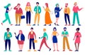 Diverse group of business people vector illustration set, cartoon flat man woman characters, diversity of different Royalty Free Stock Photo