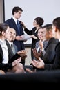 Diverse group of businesspeople conversing Royalty Free Stock Photo