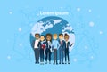 Diverse Group Of Businesspeople Over World Map Globe International Business People Team Concept Royalty Free Stock Photo