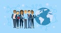 Diverse Group Of Businesspeople Over World Map Globe International Business People Team Concept Royalty Free Stock Photo