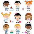 Diverse group of children students. Vector Illustration