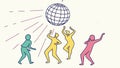 Diverse Group Dancing under Disco Ball. Celebration and Party Theme, vector design Generative AI Royalty Free Stock Photo