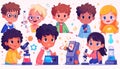 Diverse group of happy children engaging in scientific experimen Royalty Free Stock Photo