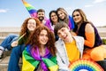 Diverse group of LGBT people celebrating gay pride festival Royalty Free Stock Photo