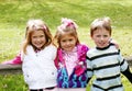 Diverse group of little kids outside Royalty Free Stock Photo