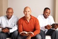 Diverse group of men studying together. Royalty Free Stock Photo
