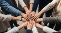 Teamwork Join Hands Support Together Concept. office People Joining Hands. Royalty Free Stock Photo