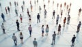Diverse group of people connected by lines on white surface. Visual concept shows global community and digital communication. Royalty Free Stock Photo