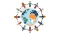 A diverse group of people holding hands around the globe in a symbol of unity and cooperation Royalty Free Stock Photo
