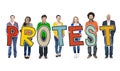 Diverse Group of People Holding Text Protest Royalty Free Stock Photo
