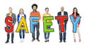 Diverse Group of People Holding Text Safety Royalty Free Stock Photo