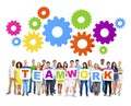 Diverse Group of People Holding Word Teamwork Royalty Free Stock Photo