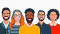 Diverse group of people standing together. Concept of diversity. Flat simple illustration Royalty Free Stock Photo