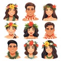 Diverse Group of People Wearing Hawaiian Leis AI Generated