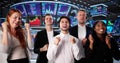 Diverse Group Of Successful Traders Finding Joy Inside Stock Market Royalty Free Stock Photo