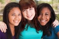 Diverse group of teens girls smiling. Royalty Free Stock Photo