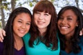 Diverse group of teens girls smiling. Royalty Free Stock Photo