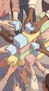 Diverse Hands Building Blocks Together Royalty Free Stock Photo