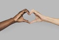 Diverse hands gestured in heart-shape Royalty Free Stock Photo