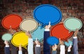 Diverse Hands Holding Colorful Speech Bubbles Royalty Free Stock Photo