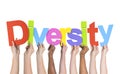 Diverse Hands Holding The Word Diversity Royalty Free Stock Photo