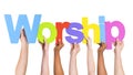 Diverse Hands Holding The Word Worship