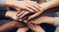 Diverse Hands Stacked Together in Unity and Teamwork Royalty Free Stock Photo