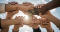 Diverse Hands Together in Unity Circle Royalty Free Stock Photo