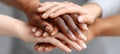 Diverse Hands United in Community Collaboration, Symbolizing Support, Togetherness, and Success Royalty Free Stock Photo